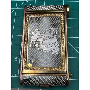 WW II German Compact Sterling Silver Overlay Map Divided US and French Zones REA